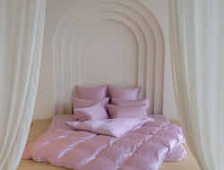 Постельное белье с простыней на резинке 160х200 GERMAN GRASS LILAC BRILLIANT GRASS 50х70 (2шт), 70х70 (2шт) семейное