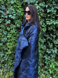 Дорожный плед-пончо пуховый GERMAN GRASS Travel Cape Plaid Grass Navy 130х170