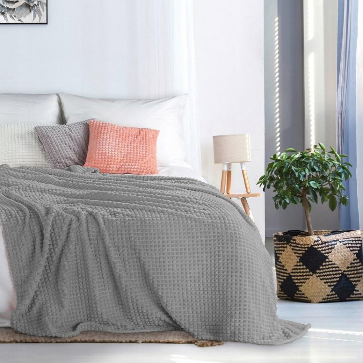 Плед однотонный фланелевый TANGO BARRETTA 02 серый 150х200